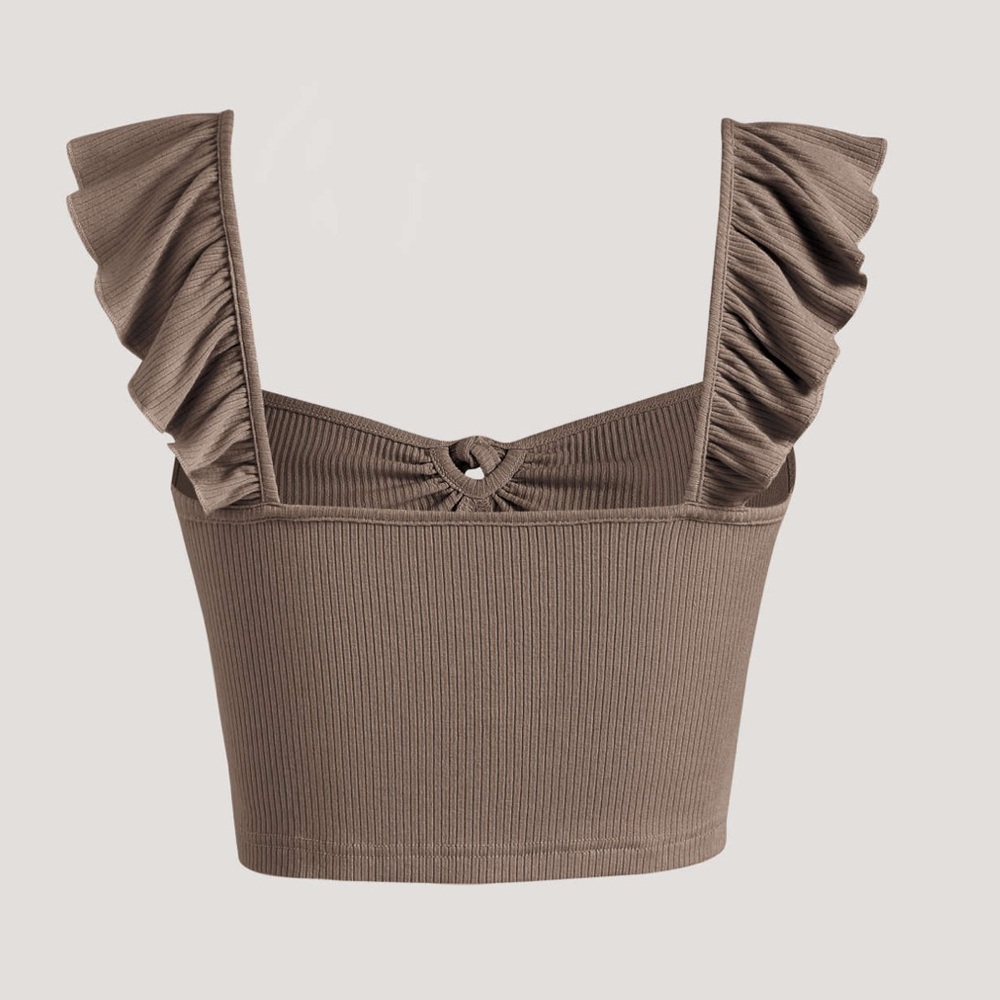 Cider Brown Ruffled Crop - S - Picture 4 of 6